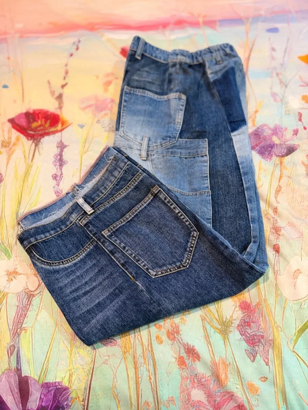 👖✨ OLI & HALI Upside Down Patchwork Jeans – Size M ✨👖